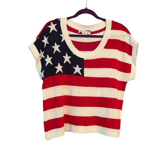 Smudge Patriotic Flag Sweater Made USA Red White Blue Stars & Stripes Size XL - Picture 8 of 8